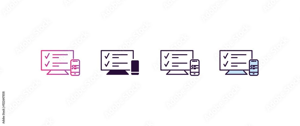 Aufkleber adaptive layout gradient, line, filled, colored icon. editable vector from programming concept. four