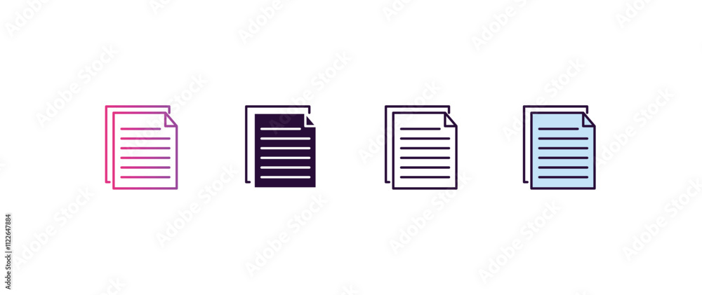Poster article gradient, line, filled, colored icon. editable vector from programming concept. four differe