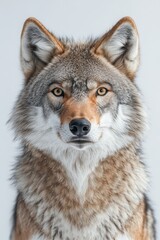 Obraz premium Majestic Close-Up Portrait of a Gray Wolf with Intense Eyes - Wildlife Photography