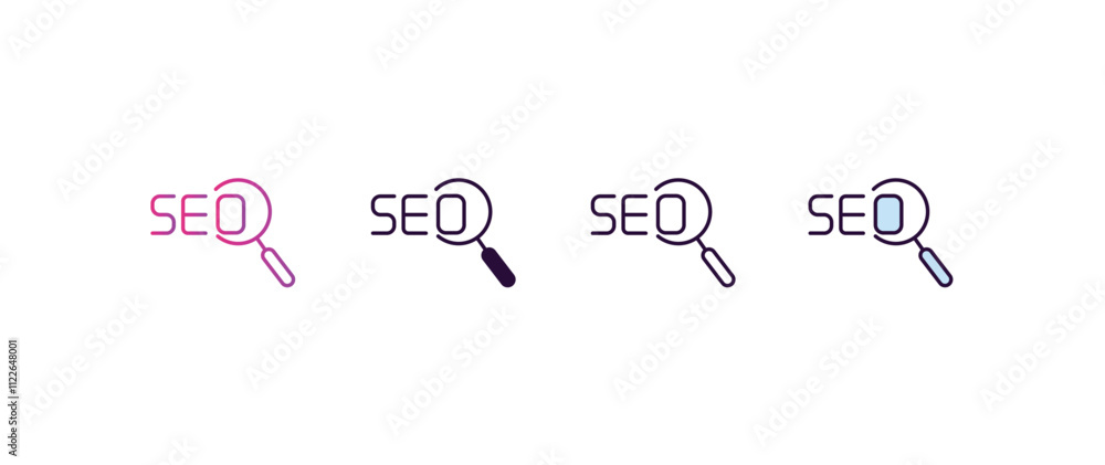 Poster image seo gradient, line, filled, colored icon. editable vector from programming concept. four diffe