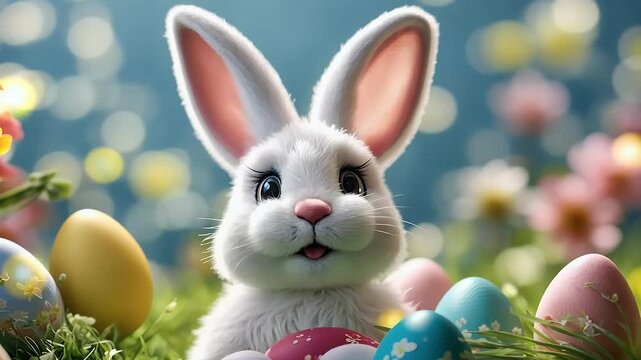 easter traditional bunny flowers card saturated cute spring egg coloured flower rabbit