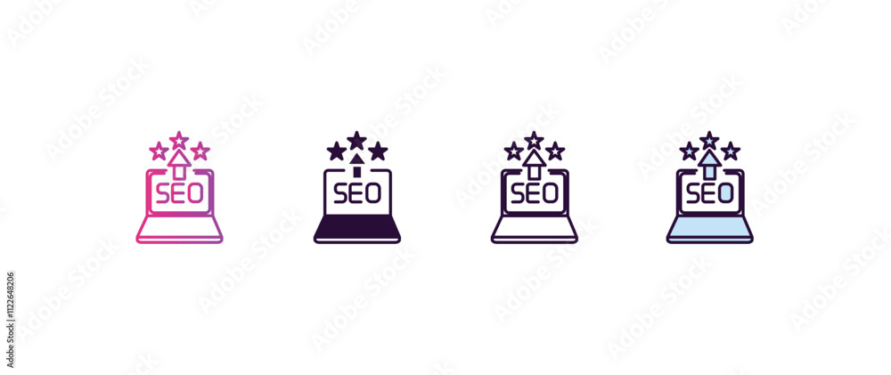 Poster seo reputation gradient, line, filled, colored icon. editable vector from programming concept. four 