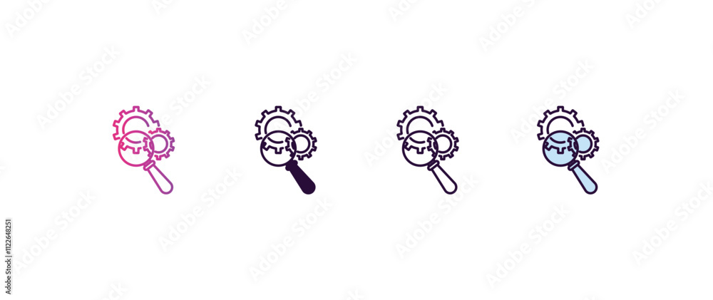 Poster seo tools gradient, line, filled, colored icon. editable vector from programming concept. four diffe