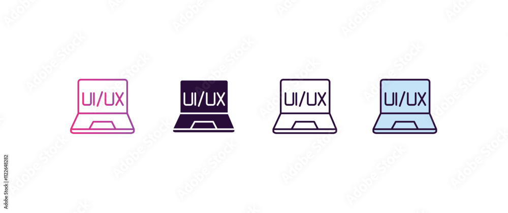 Poster ux design gradient, line, filled, colored icon. editable vector from programming concept. four diffe