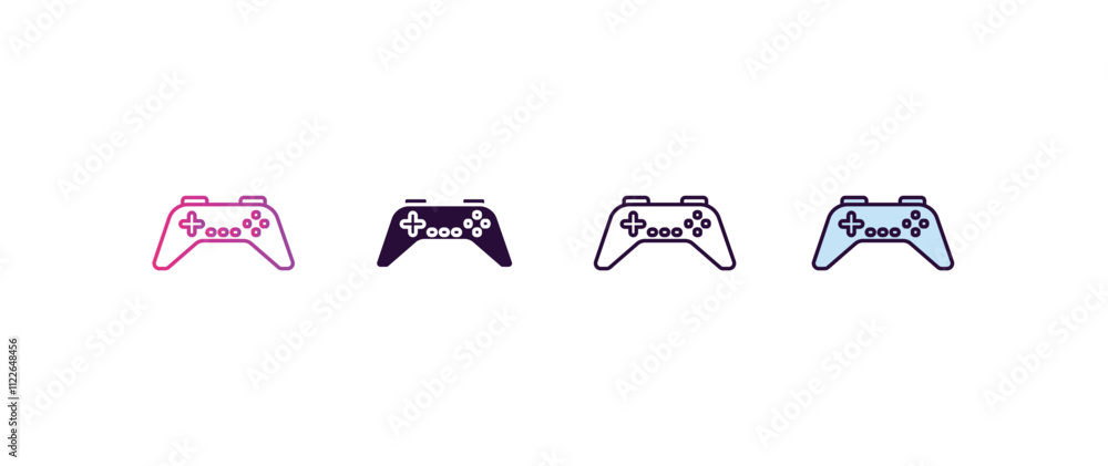 Poster console gradient, line, filled, colored icon. editable vector from programming concept. four differe