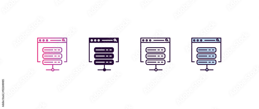 Poster hosting gradient, line, filled, colored icon. editable vector from programming concept. four differe