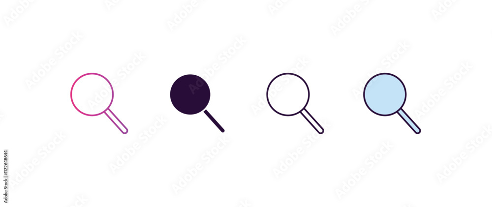 Poster search gradient, line, filled, colored icon. editable vector from programming concept. four differen