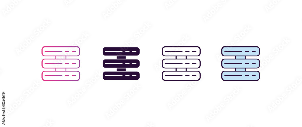 Poster server gradient, line, filled, colored icon. editable vector from programming concept. four differen