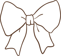 Whimsical Hand Drawn Ribbon Bow Outline 