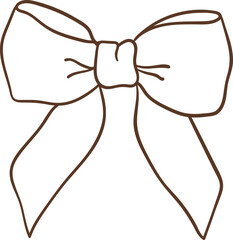 Whimsical Hand Drawn Ribbon Bow Outline 