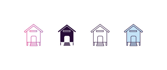 chicken coop gradient, line, filled, colored icon. editable vector from farming and gardening concept. four different style chicken coop icon isolated on white background © Design_Farm