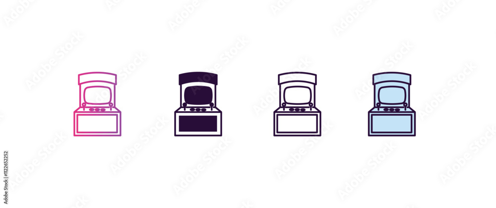 Poster arcade gradient, line, filled, colored icon. editable vector from entertainment concept. four differ