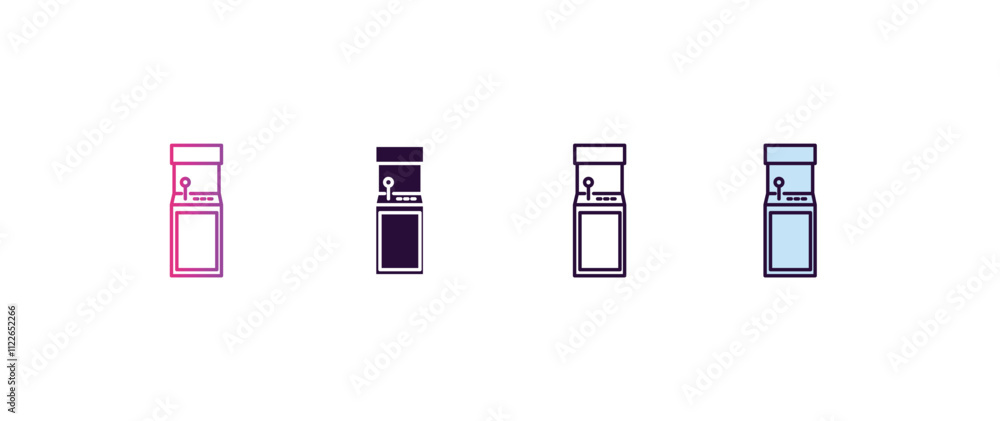 Aufkleber arcade game gradient, line, filled, colored icon. editable vector from entertainment concept. four d