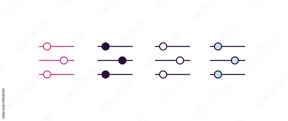 Aufkleber controls gradient, line, filled, colored icon. editable vector from entertainment concept. four diff