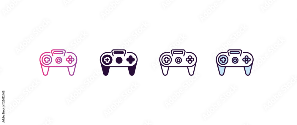 Poster controller gradient, line, filled, colored icon. editable vector from entertainment concept. four di