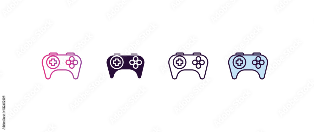Poster game console gradient, line, filled, colored icon. editable vector from entertainment concept. four 