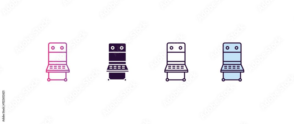 Poster game machine gradient, line, filled, colored icon. editable vector from entertainment concept. four 