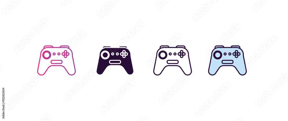 Poster gamepad gradient, line, filled, colored icon. editable vector from entertainment concept. four diffe
