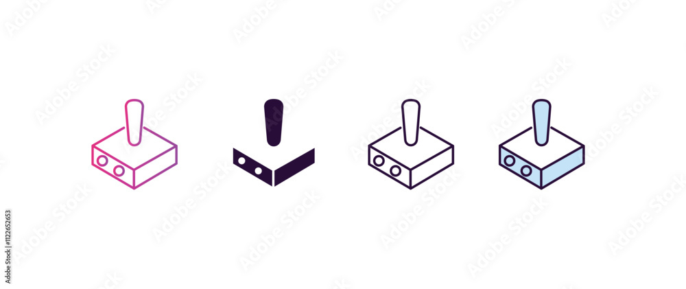 Aufkleber joystick gradient, line, filled, colored icon. editable vector from entertainment concept. four diff