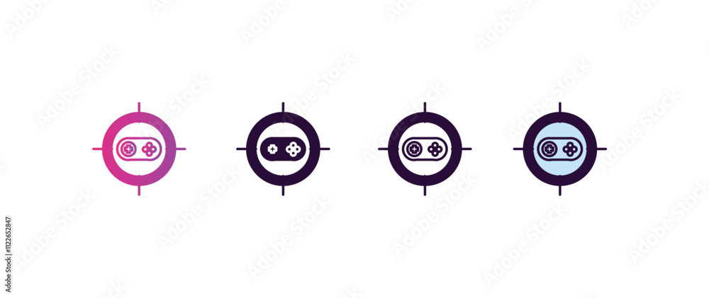 Poster shooting game gradient, line, filled, colored icon. editable vector from entertainment concept. four