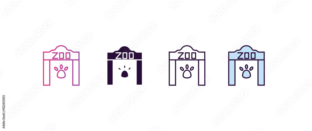 Poster zoo gradient, line, filled, colored icon. editable vector from entertainment concept. four different