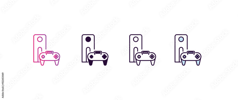 Poster video console gradient, line, filled, colored icon. editable vector from entertainment concept. four