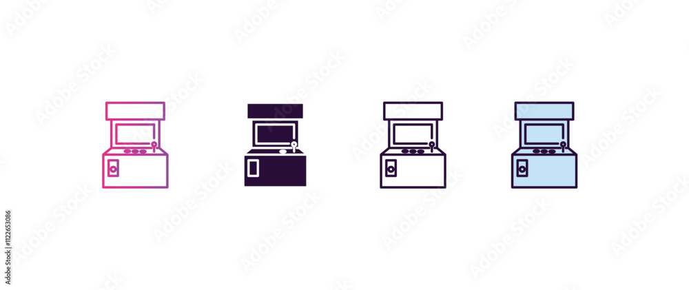Aufkleber arcade machine gradient, line, filled, colored icon. editable vector from entertainment concept. fou