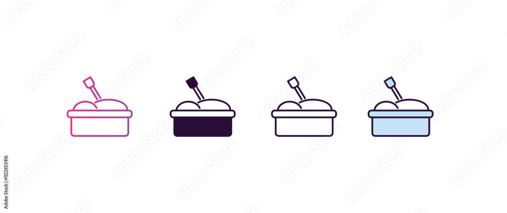 Poster sandbox gradient, line, filled, colored icon. editable vector from entertainment concept. four diffe