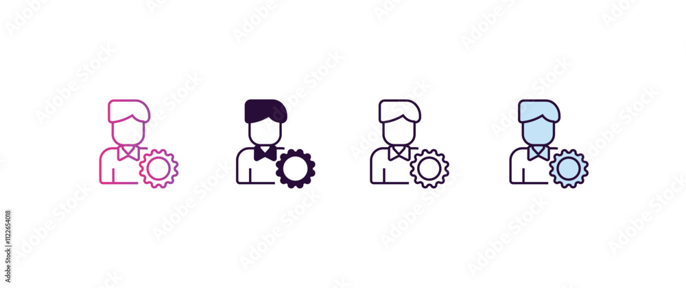 Poster users settings gradient, line, filled, colored icon. editable vector from education concept. four di