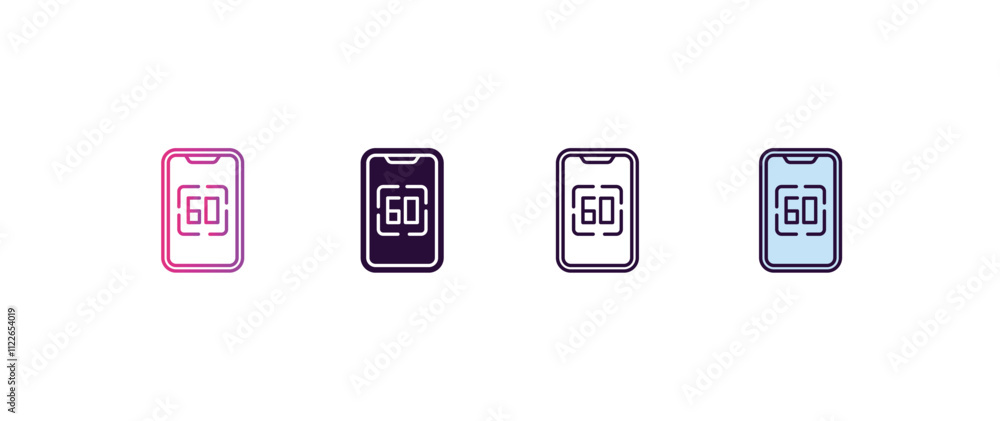 Poster digital display 60 gradient, line, filled, colored icon. editable vector from education concept. fou