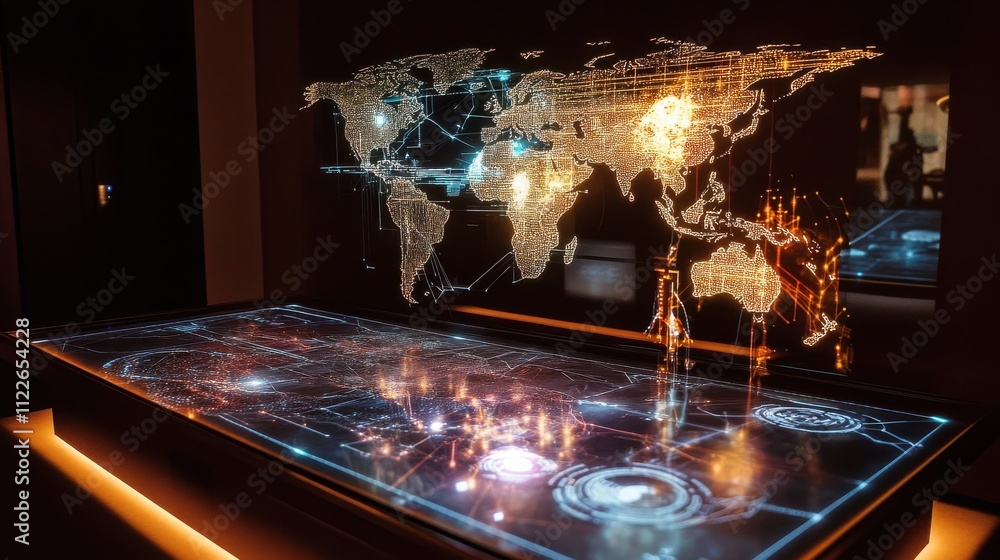 Aufkleber modern interactive touchscreen world map with global connectivity