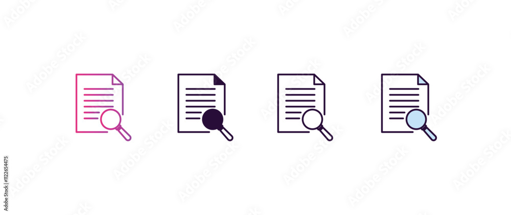 Poster searching files gradient, line, filled, colored icon. editable vector from education concept. four d