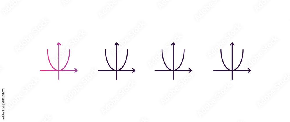 Poster parabolic function gradient, line, filled, colored icon. editable vector from education concept. fou
