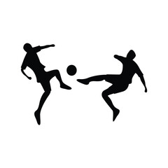 Silhouette of a Player Kicking a Soccer Ball