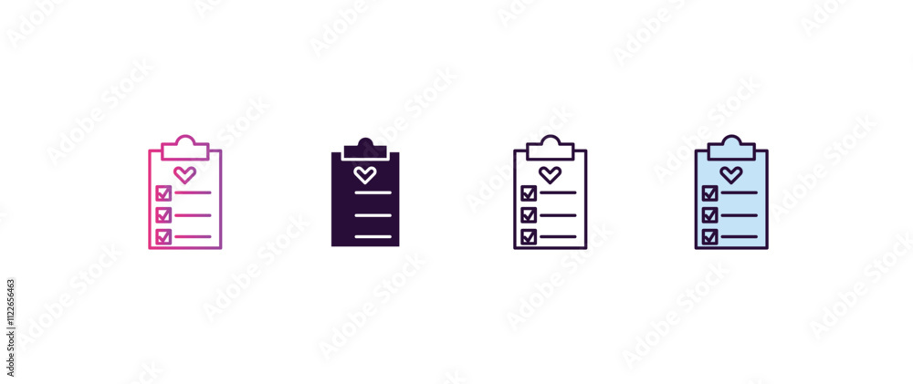 Poster check up gradient, line, filled, colored icon. editable vector from dentist concept. four different 