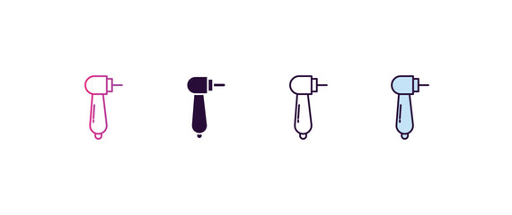 dentists drill tool gradient, line, filled, colored icon. editable vector from dentist concept. four different style dentists drill tool icon isolated on white background