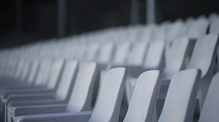 Fototapeta premium Empty stadium seats, a silent testament to the absence of fans, symbolizing the void left by the lack of human connection and shared experiences in the face of challenges.