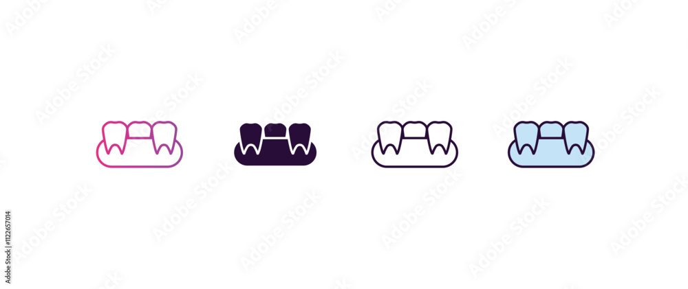 Poster partial denture gradient, line, filled, colored icon. editable vector from dentist concept. four dif