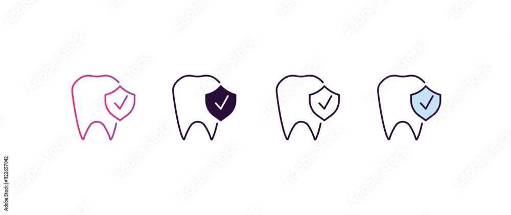 Poster prophylaxis gradient, line, filled, colored icon. editable vector from dentist concept. four differe
