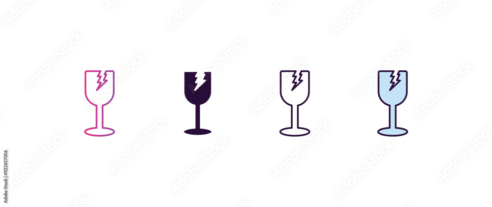 Poster fragile gradient, line, filled, colored icon. editable vector from delivery concept. four different 