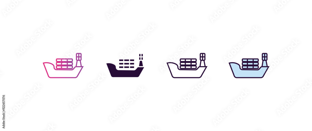 Poster logistic ship gradient, line, filled, colored icon. editable vector from delivery concept. four diff