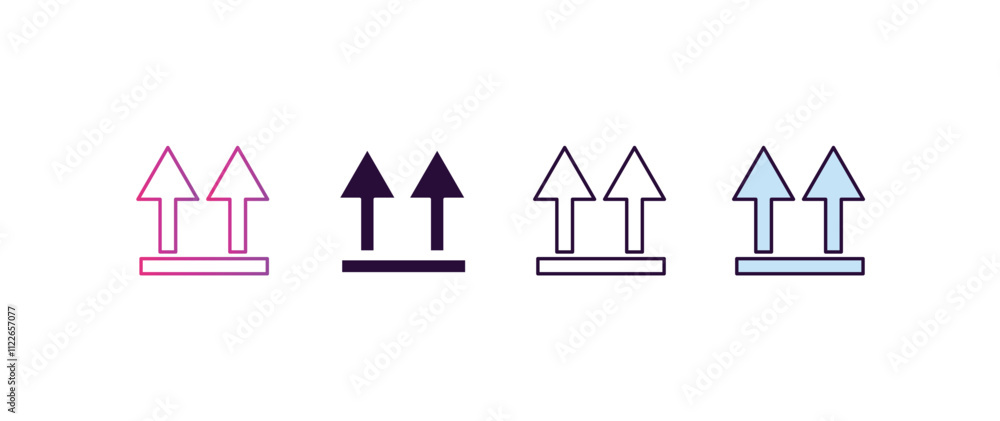 Poster side up gradient, line, filled, colored icon. editable vector from delivery concept. four different 