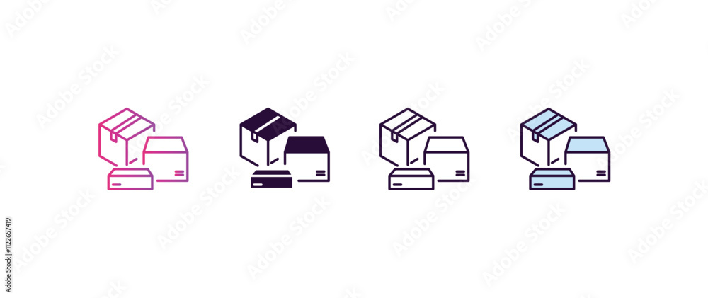 Poster delivery containers gradient, line, filled, colored icon. editable vector from delivery concept. fou