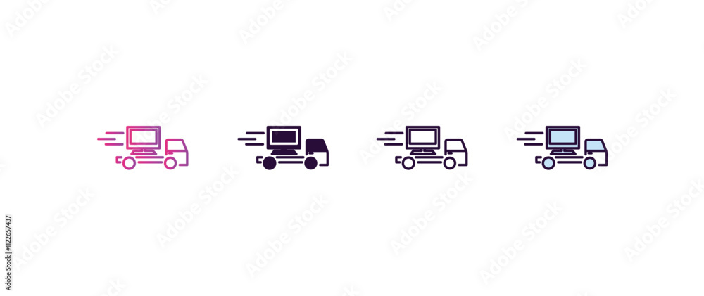 Aufkleber delivery by website gradient, line, filled, colored icon. editable vector from delivery concept. fou