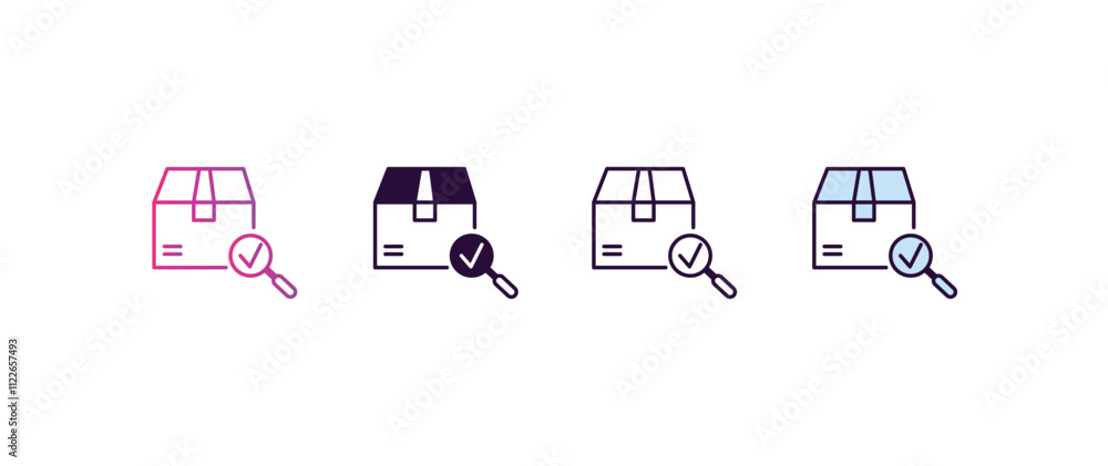 Poster package checking gradient, line, filled, colored icon. editable vector from delivery concept. four d