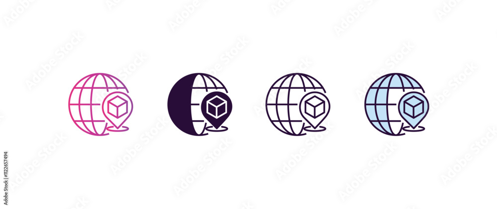 Aufkleber global distribution gradient, line, filled, colored icon. editable vector from delivery concept. fou