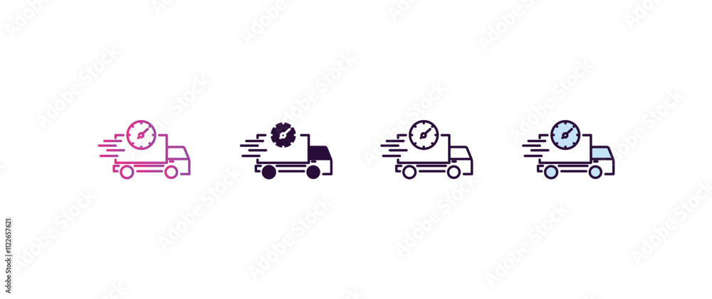 Poster fast delivery gradient, line, filled, colored icon. editable vector from delivery concept. four diff