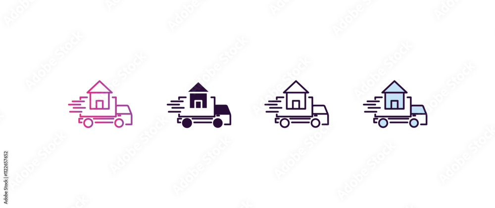 Poster moving gradient, line, filled, colored icon. editable vector from delivery concept. four different s