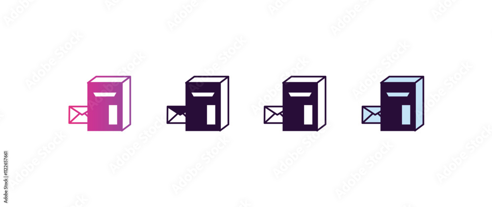 Poster postbox gradient, line, filled, colored icon. editable vector from delivery concept. four different 