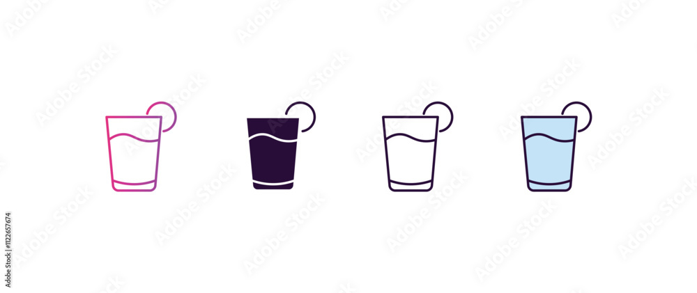 Poster pisco sour gradient, line, filled, colored icon. editable vector from delivery concept. four differe